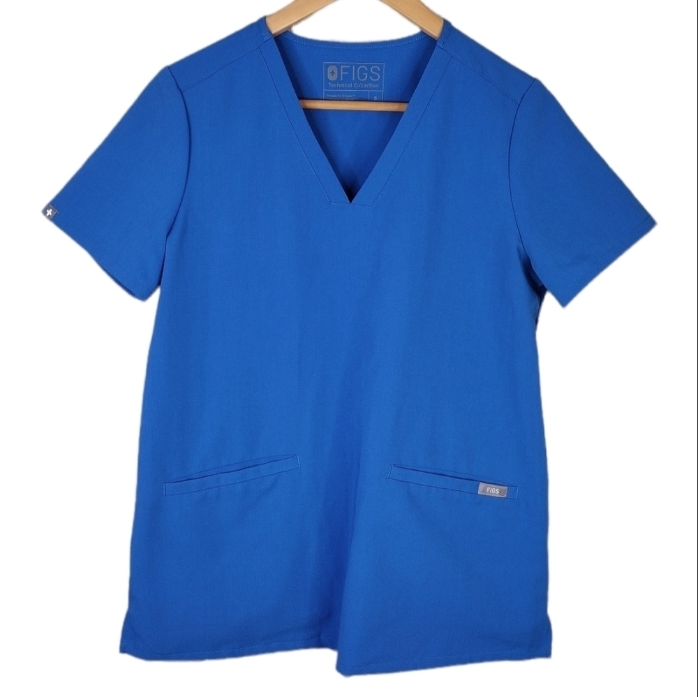 Figs Technical Collection Women's Nursing Medical V-Neck Short Sleeve Shirt Sz S